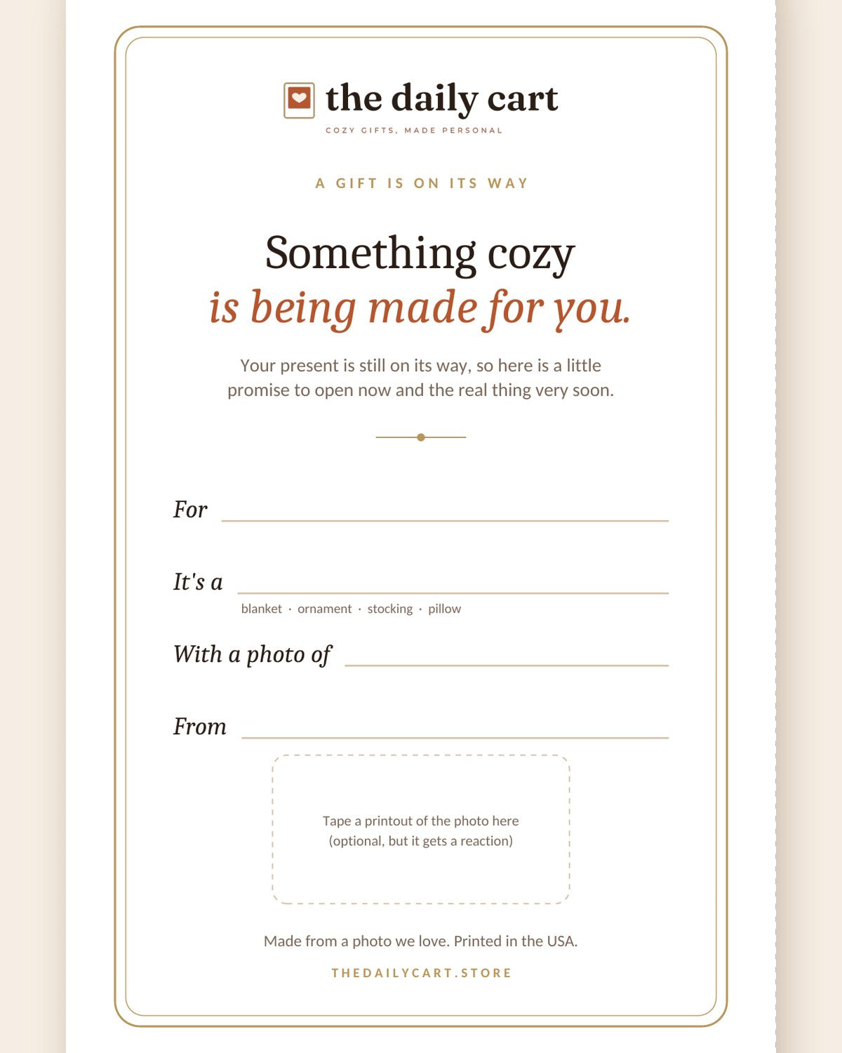 The Gift That's Still Being Made: How to Give a Personalized Gift That's Not Ready Yet