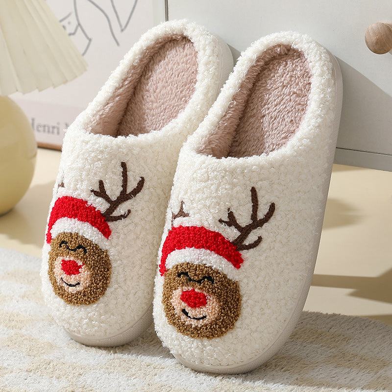 Christmas plush slippers – soft fuzzy upper