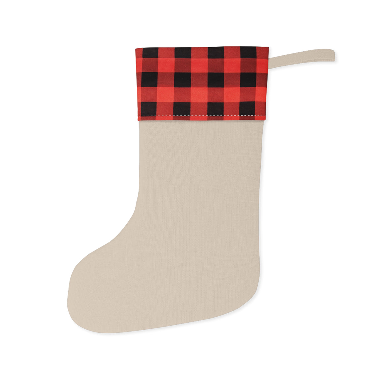 Custom Photo Christmas Stocking – Your Photo & Name on a Buffalo Plaid Stocking