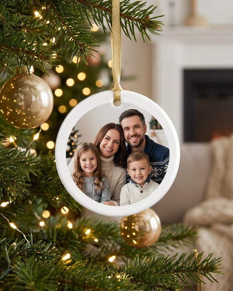 Custom Photo Ornament – Your Favorite Photo on a Ceramic Christmas Ornament