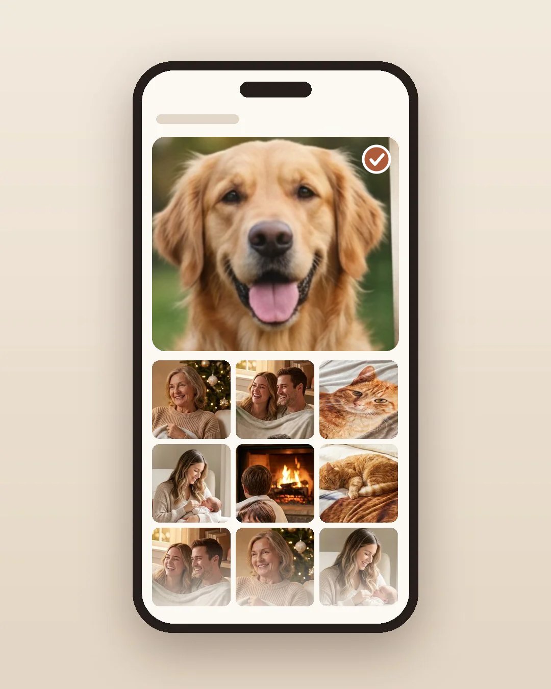 A phone camera roll with a favorite photo selected