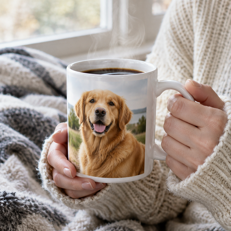 Custom Photo Mug – Your Pet or Favorite Photo on a Ceramic Coffee Mug